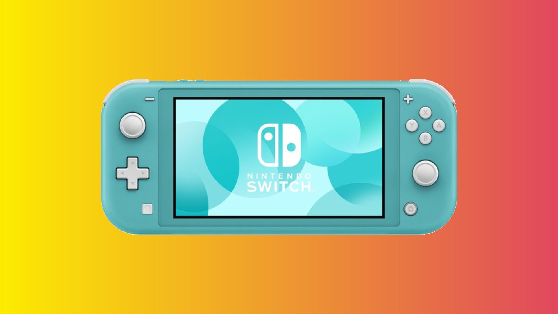 Nintendo Switch Lite auf einem mehrfarbigen Hintergrund.
