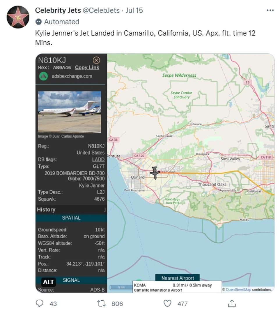 Reisen: Der Twitter-Account von Celebrity Jets teilte seine Flugrouten und zeigte eine Reihe von Kurzreisen, darunter solche, die für 12 und 17 Minuten gemeldet wurden