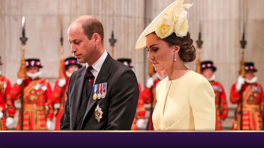 Britain's Prince William, Catherine, Duchess of Cambridge, and Prince Charles attend the National Service of Thanksgiving held at St Paul's Cathedral