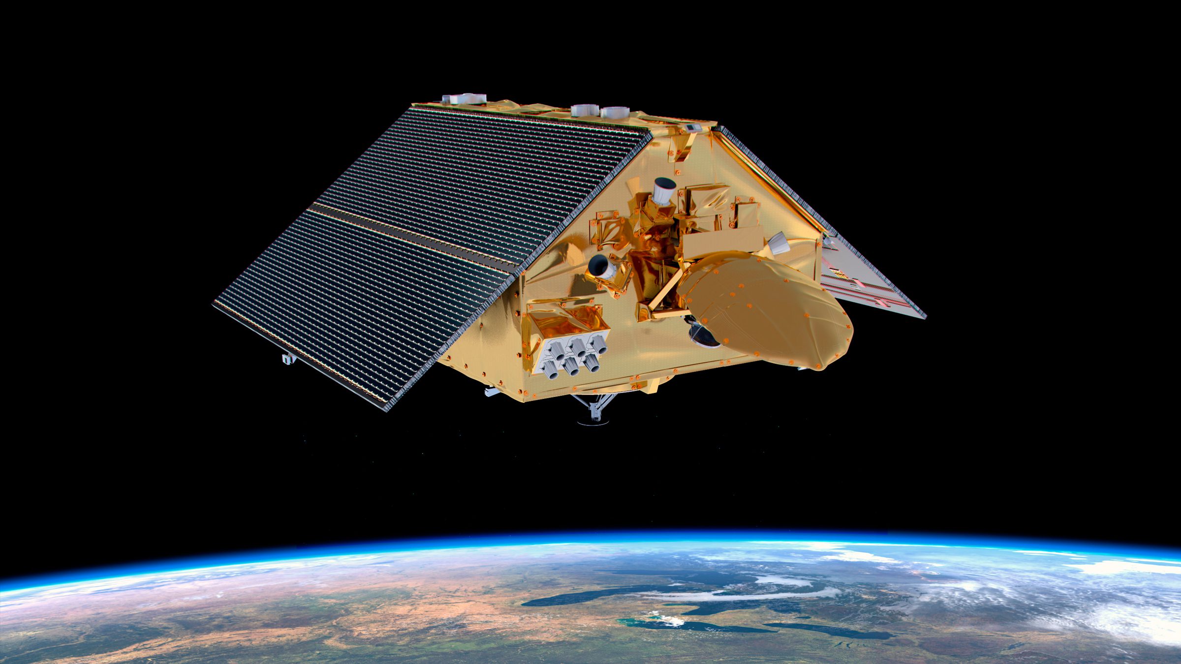 In dieser Abbildung misst der Satellit Sentinel-6 Michael Freilich die Höhe des Ozeans aus dem Weltraum.