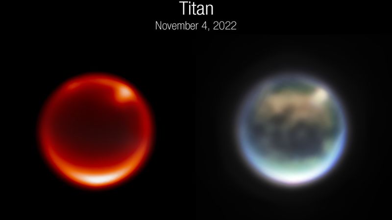 Das Webb-Teleskop erspäht Wolken unter dem Dunst des Saturnmondes Titan
