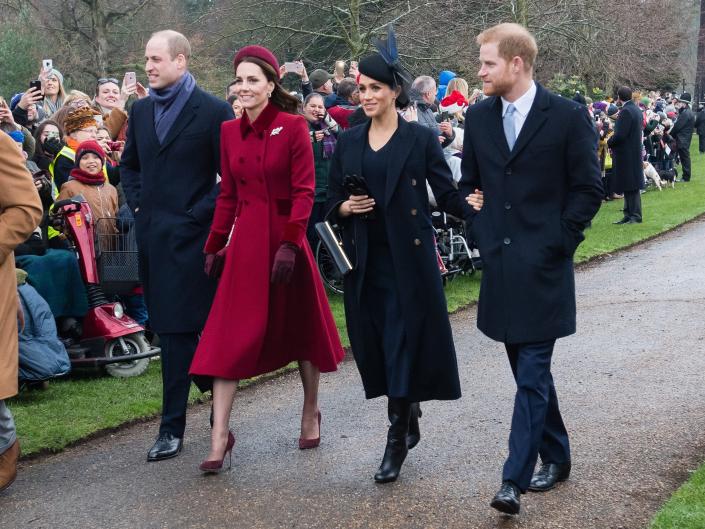 Prinz William, Kate Middleton, Meghan Markle und Prinz Harry besuchen Sandringham im Jahr 2018.